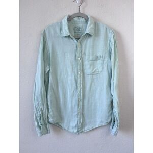 Abercrombie & Fitch 100% Linen Button Down Shirt Mens M Mint Green Coastal Beach